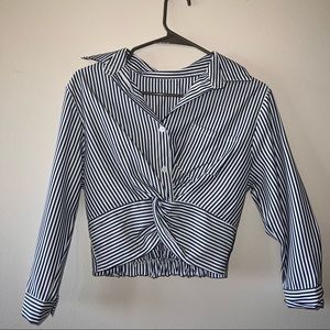 Cropped Pinstripe Shirt